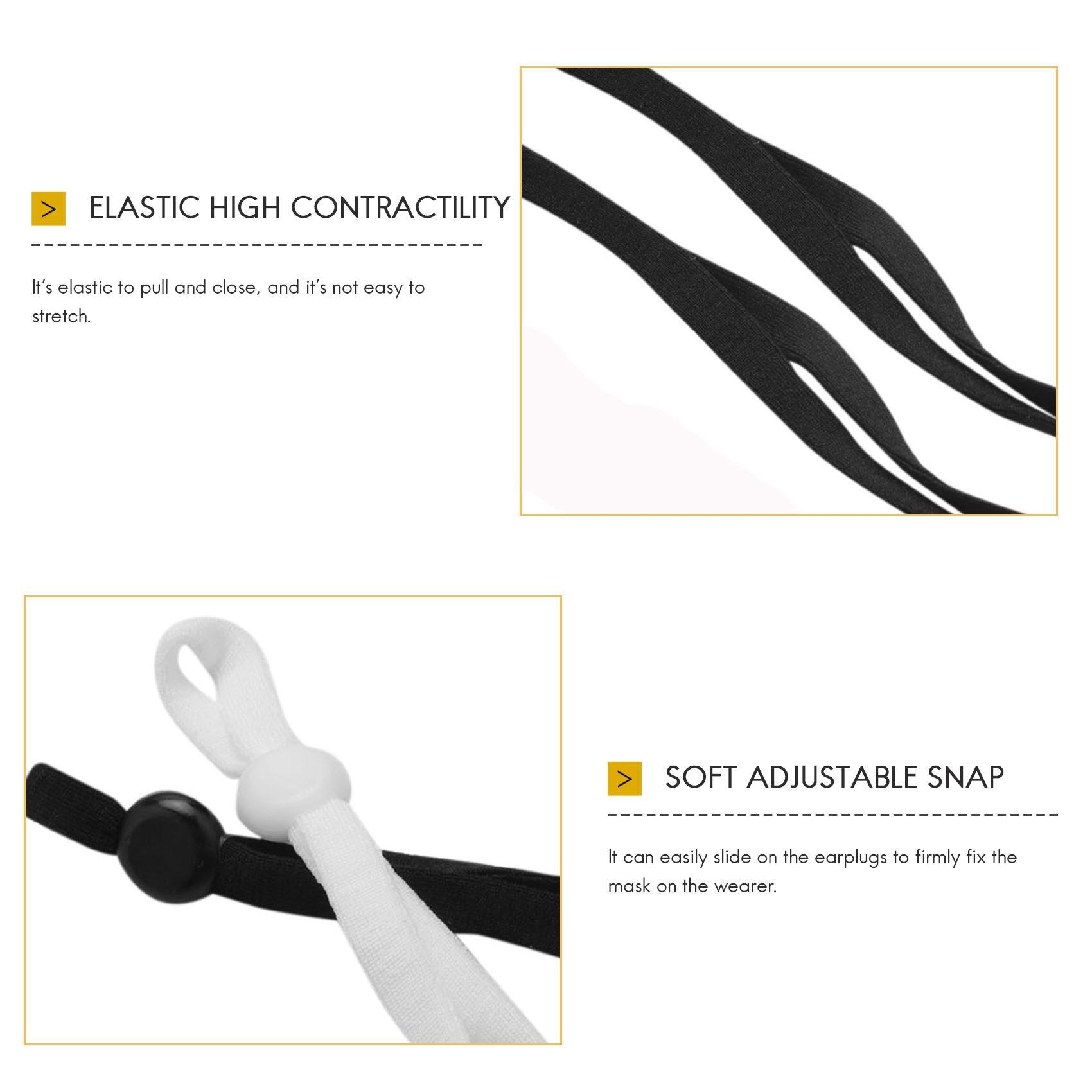 Mask Lanyard Adjustable - A27F-2000 Stück elastisches Nähband mit verstellbarer