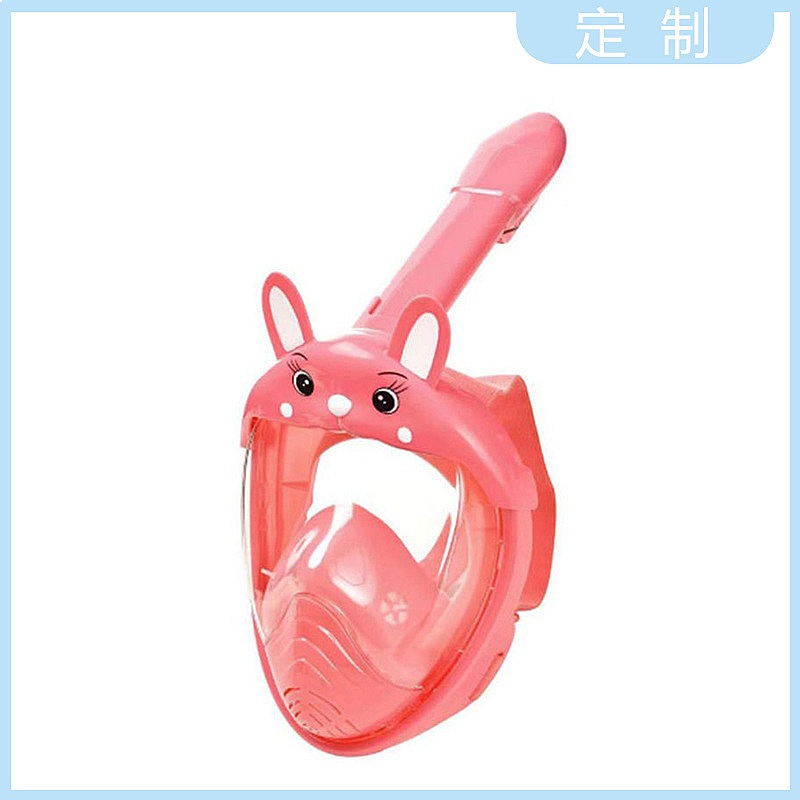 Kids Face Mask - Cartoon Hasenohren Kinder-Schnorchelmaske Beschlagfrei Silikon Dry-Top