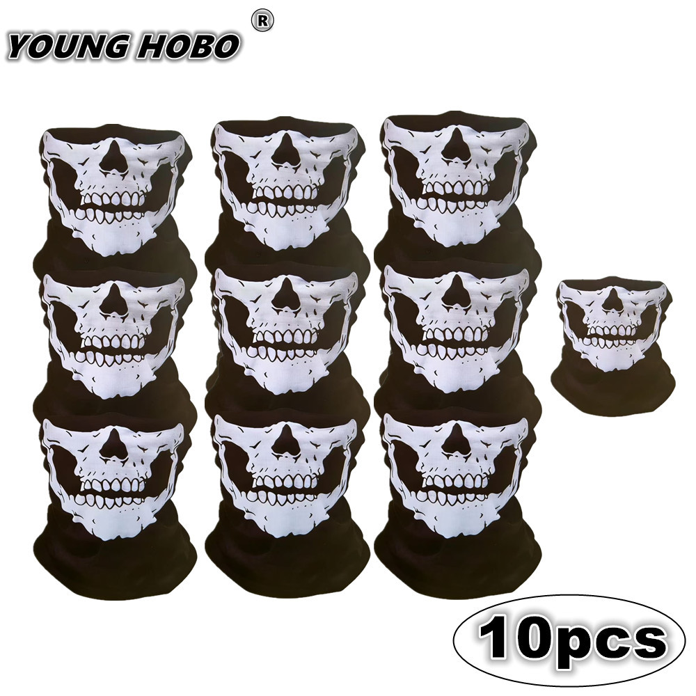 Sports Mask Breathable - 10 Stück Totenkopf Nahtloser Winddichter Motorrad-Schal