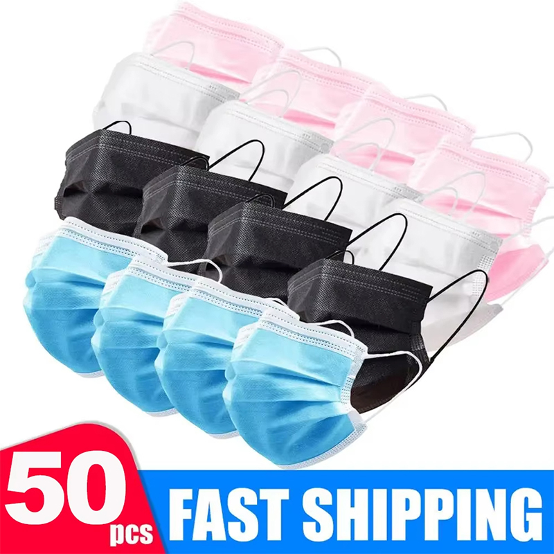 Disposable Mask Blue - 50 Stück Unisex 3-lagige Maske Gesichtsmasken