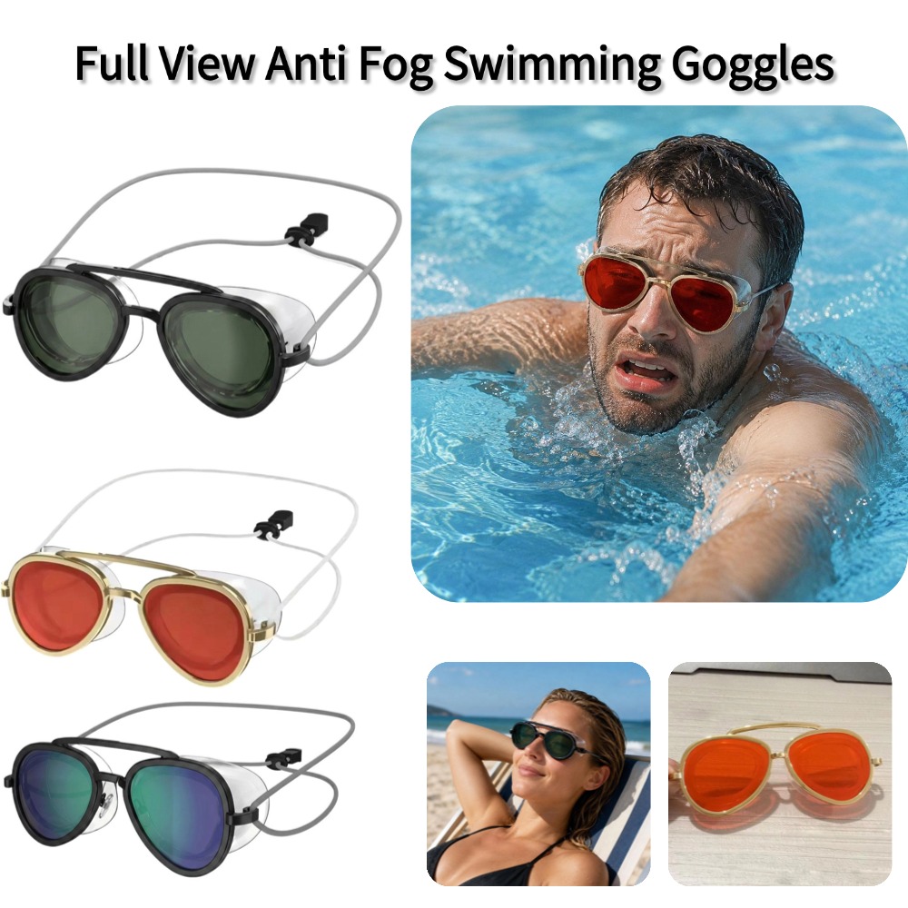 Anti Pollution Mask - Vollansicht-Schwimmbrille mit Antibeschlag-Beschichtung, Weitwinkel-Sichtfeld, Auslaufsicher, Retro-Design