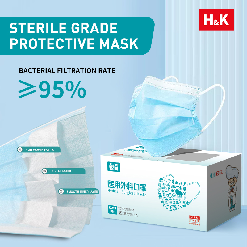 Disposable Mask Blue - 50/100 Stück Box, blaue Gesichtsmasken, Einweg-Gesichtsmasken,