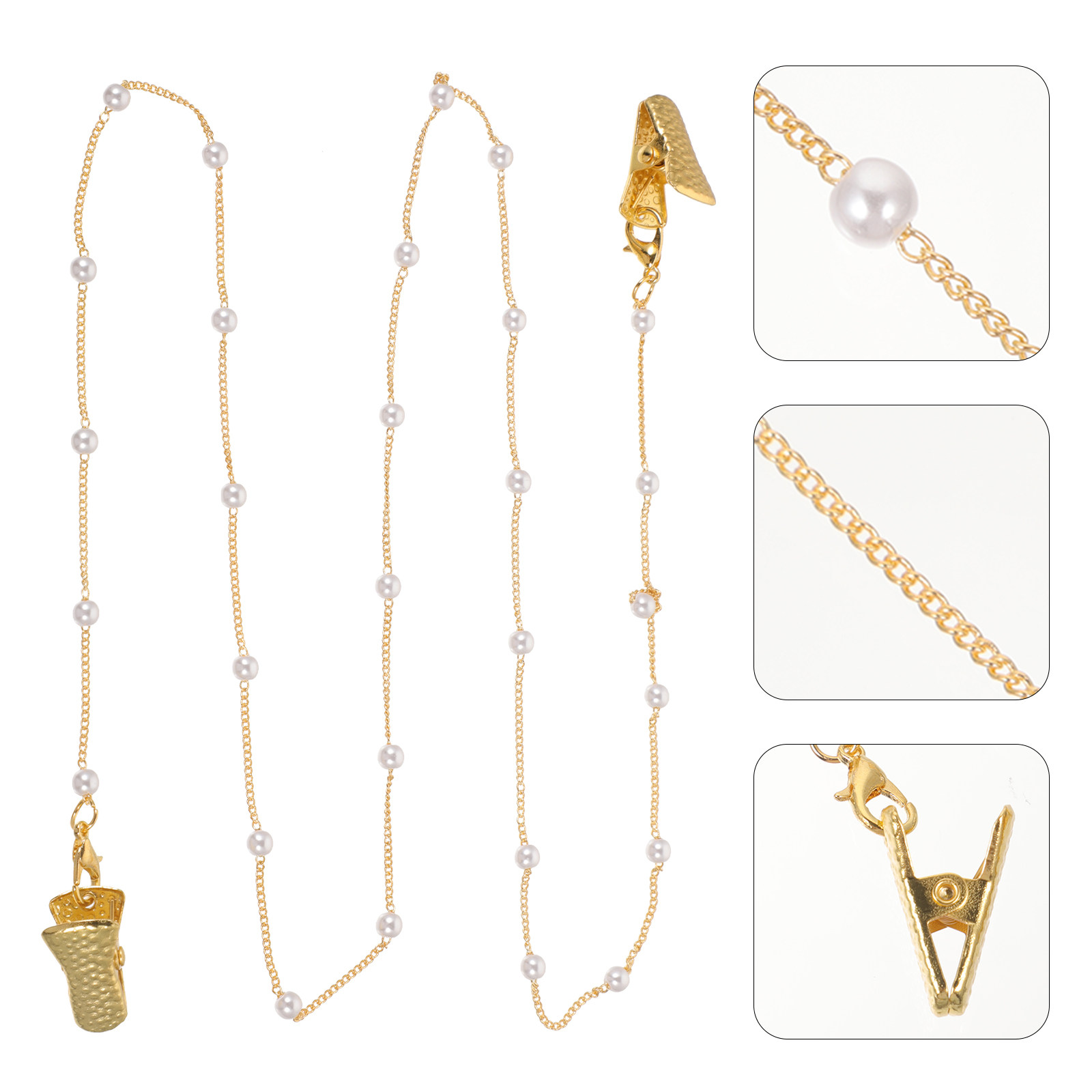 Mask Chain Holder - Hautfreundliche, rostbeständige Metall-Brillenkette mit Perlen, Lanyard