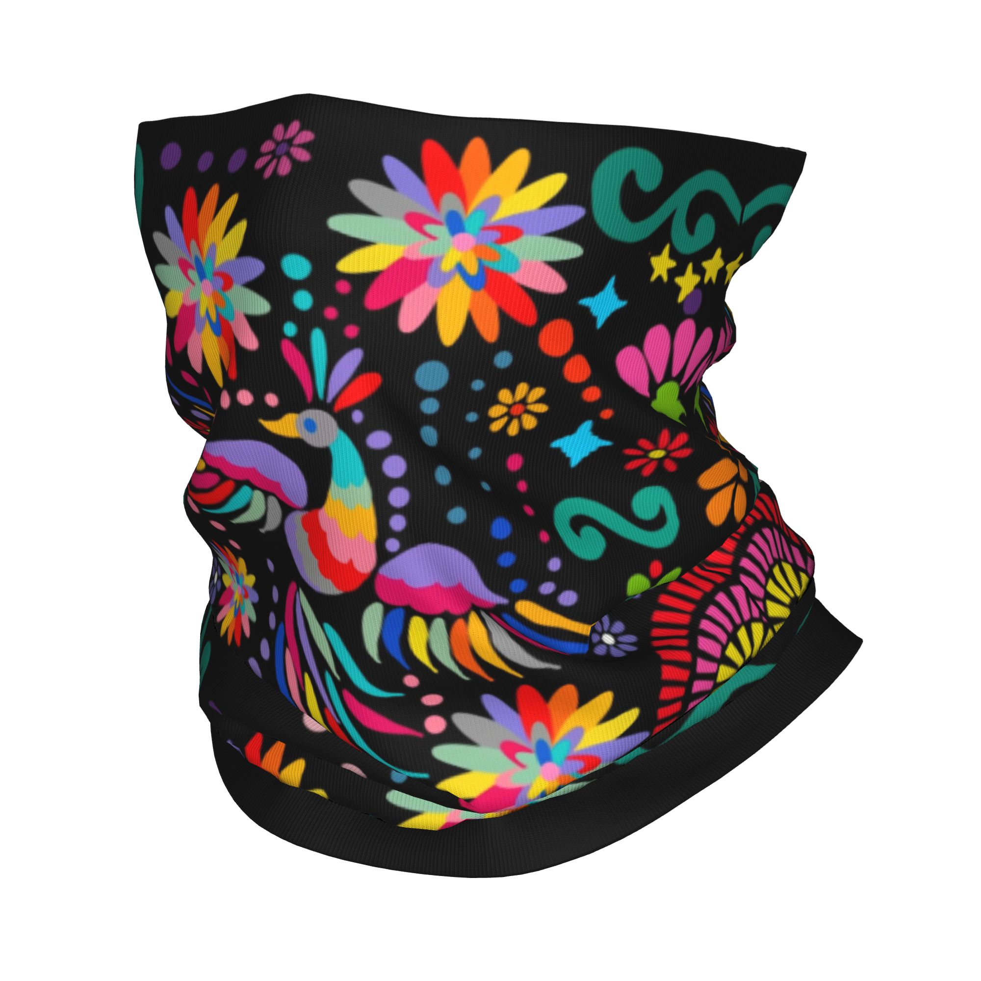 Neck Gaiter Face Cover - Benutzerdefinierte mexikanische Blumen Blume Textil Bandana