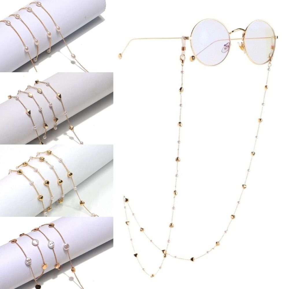 Mask Lanyard Adjustable - Luxuriöse Anti-Verlust-Sonnenbrillenketten mit Perlen, 70cm Maskenband,