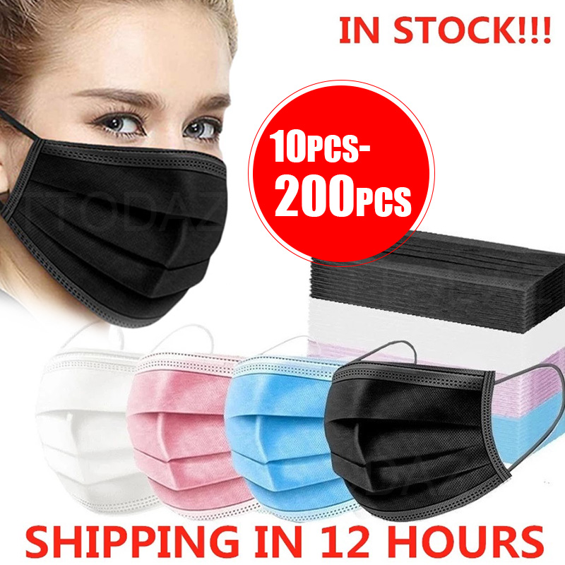 Disposable Mask Blue - 10/50/100/200 Stück Einwegmaske mit Ohrbügel, rosa,