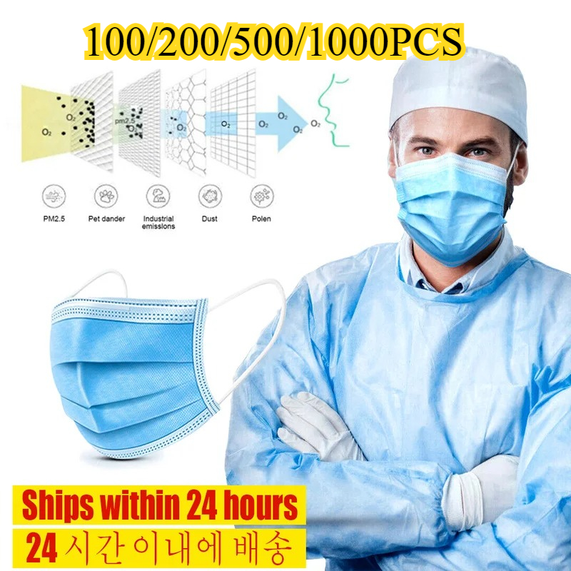 Disposable Mask Blue - 3-lagige Einweg-Gesichtsmaske – Anti-Staub-Vlies-Meltblown-Mundmasken mit elastischen