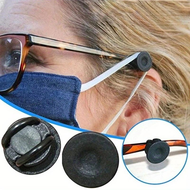 Mask Ear Saver Strap - 2 Sets Verstellbare Silikon-Ohrschoner-Maskenhalterungen, Brillenkette, Silikon-Gummiring-Verbinder,