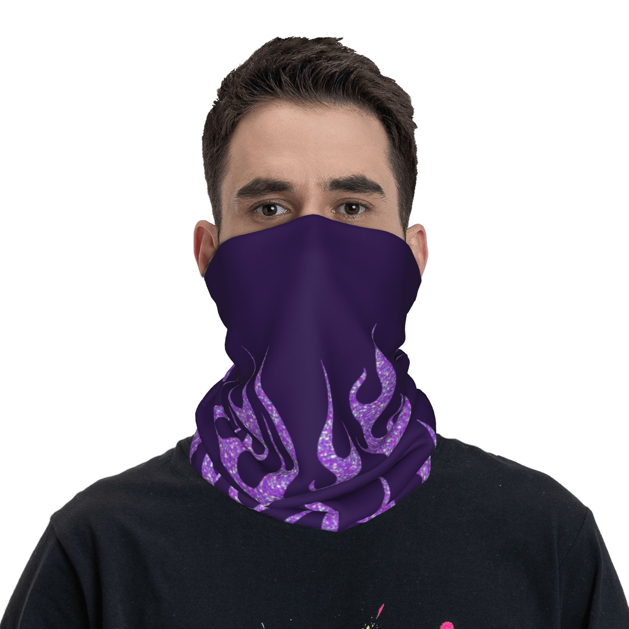 Maßgefertigter Lila Glitzer-Fl – Neck Gaiter Face Cover Bewertung und Preis