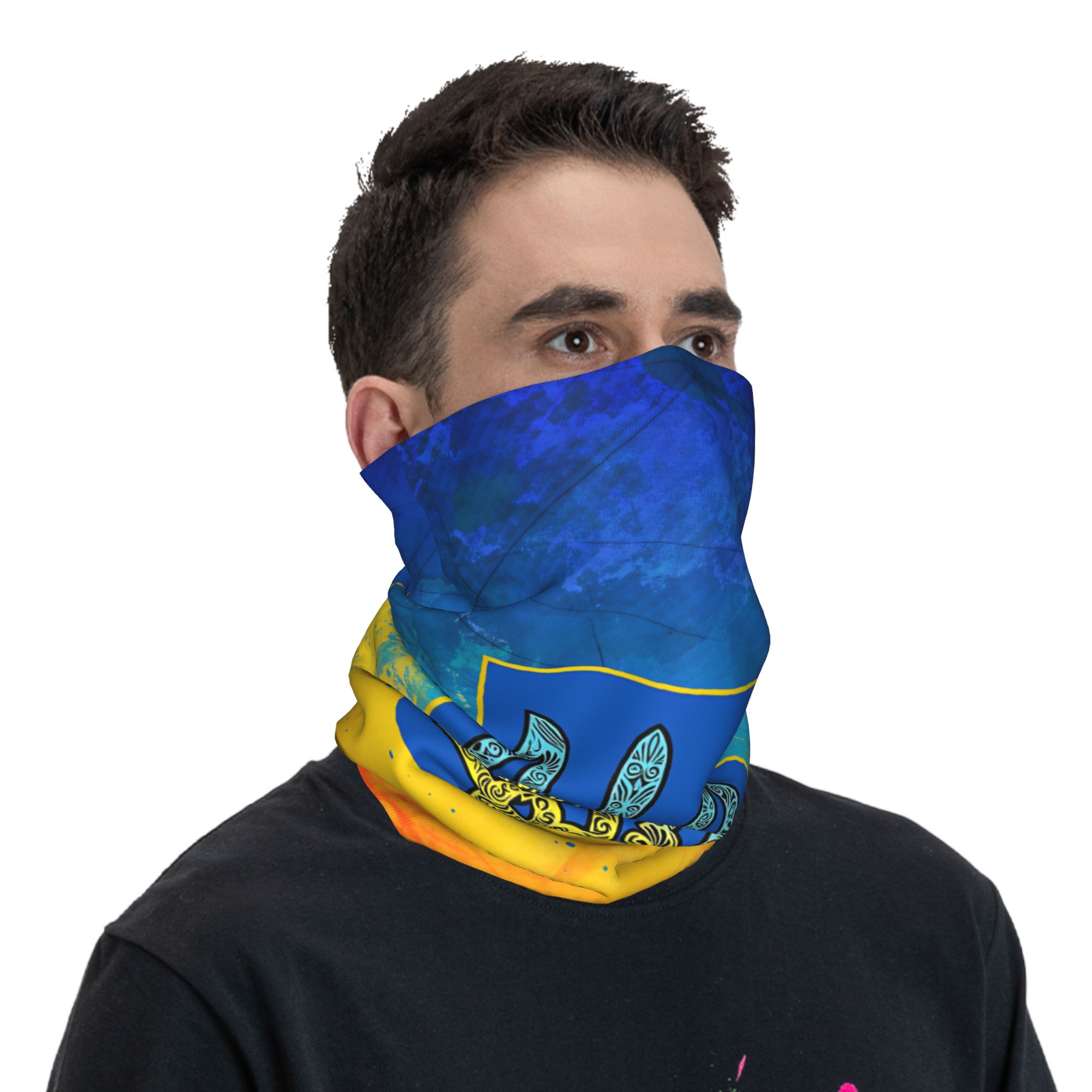 Ukrainisches Tricolor-Emblem B – Neck Gaiter Face Cover Bewertung und Preis